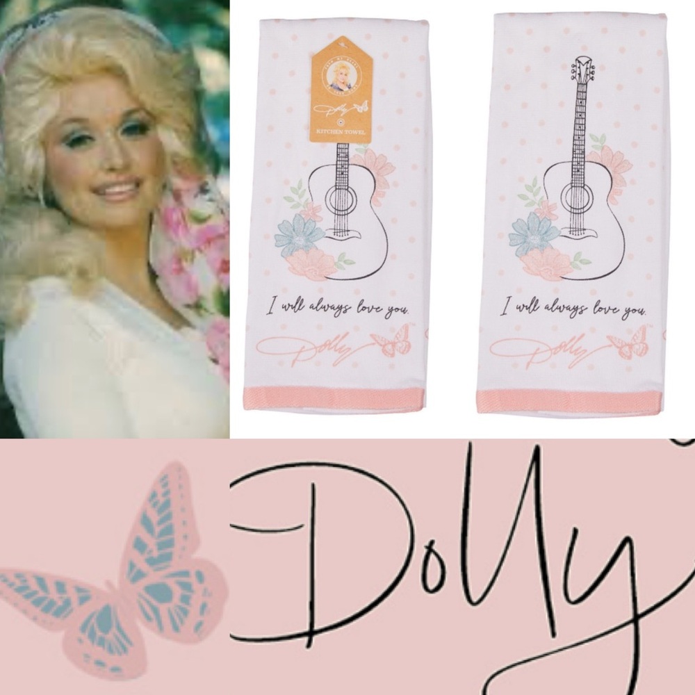 Dolly Parton Kitchen Towel with Guitar Design
